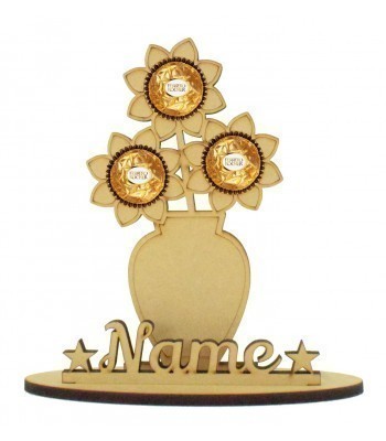 6mm Personalised Flower Vase Shape Ferrero Rocher or Lindt Chocolate Ball Holder on a Stand - Stand Options